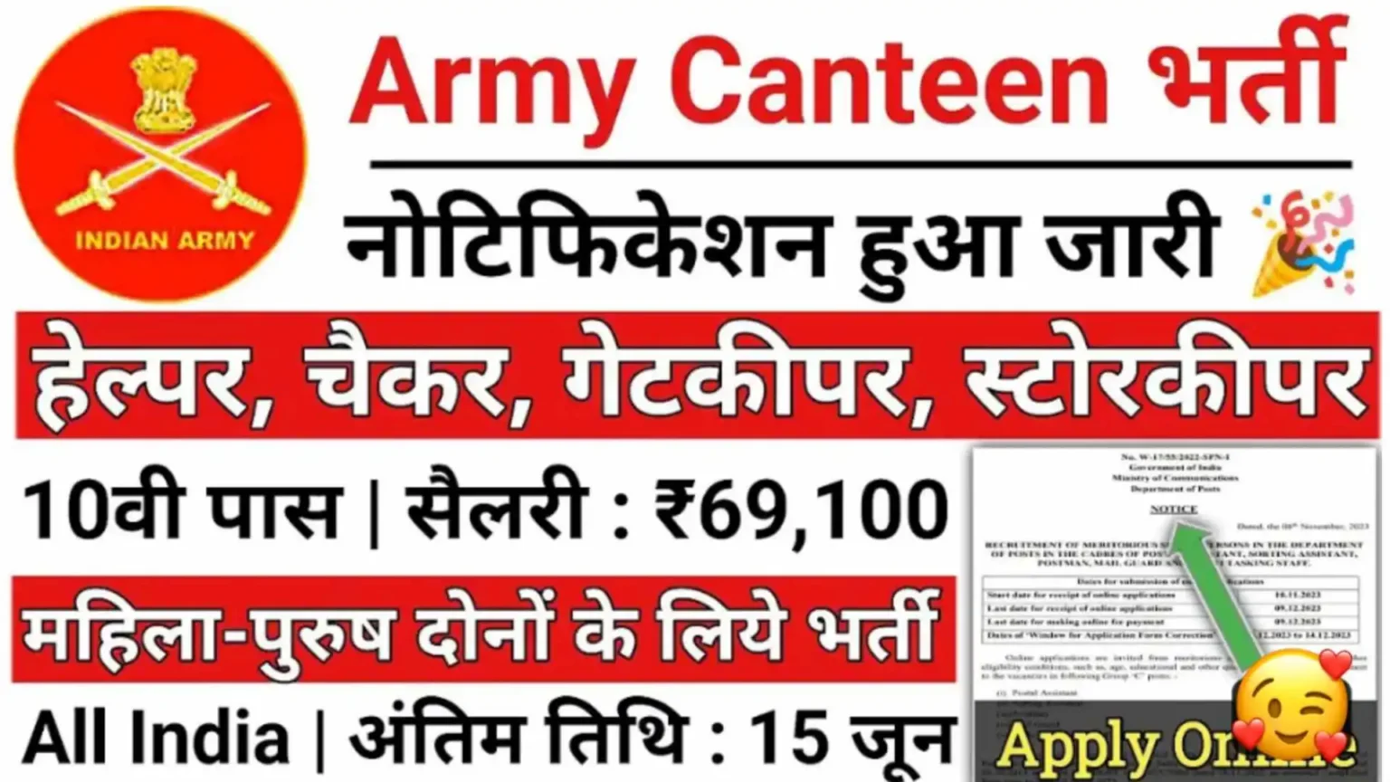 Army Canteen MTS Vacancy: 12th Pass Bumper Posts Apply Here